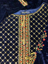 Load image into Gallery viewer, Navy Velvet Kurti
