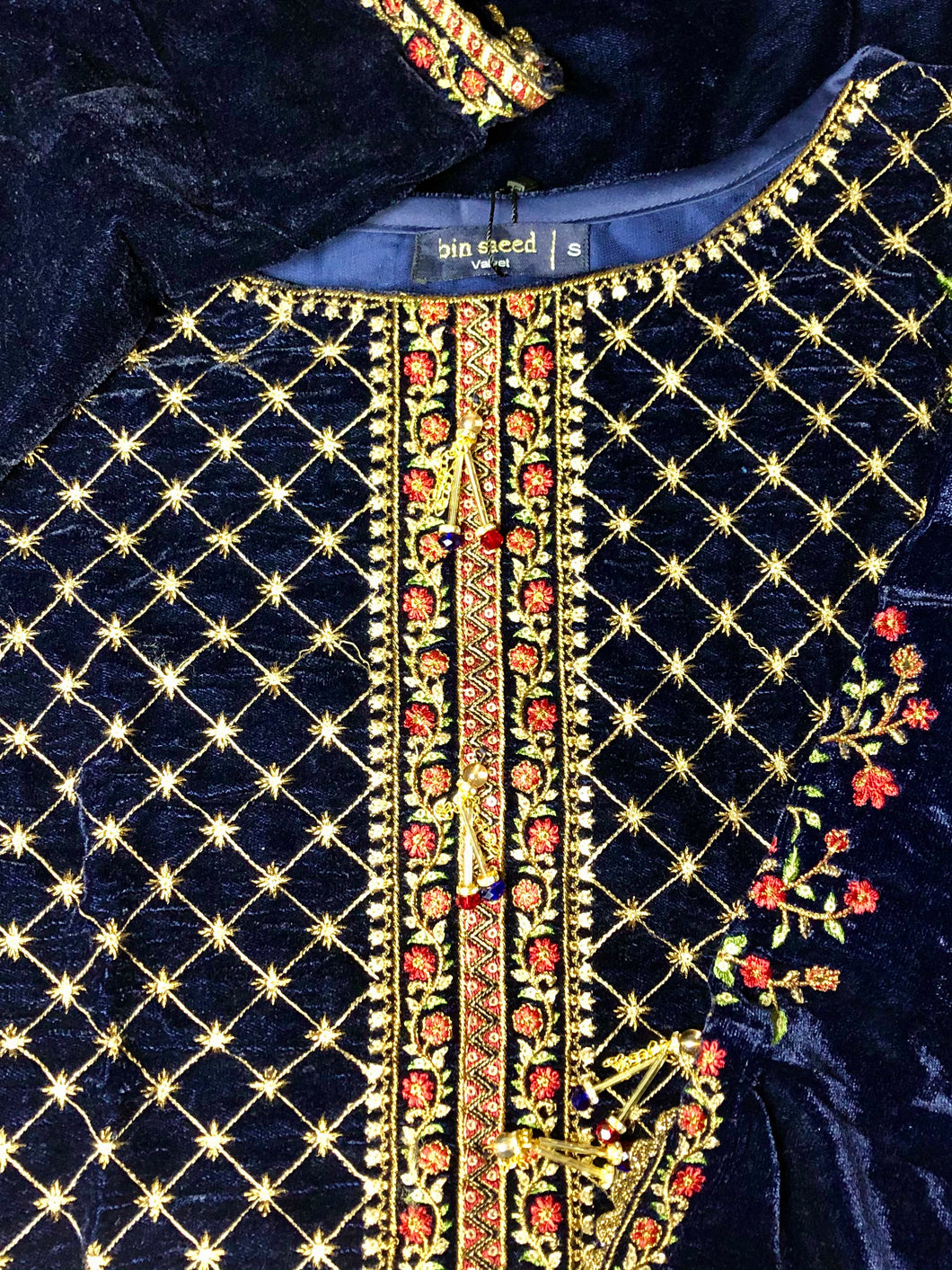 Navy Velvet Kurti