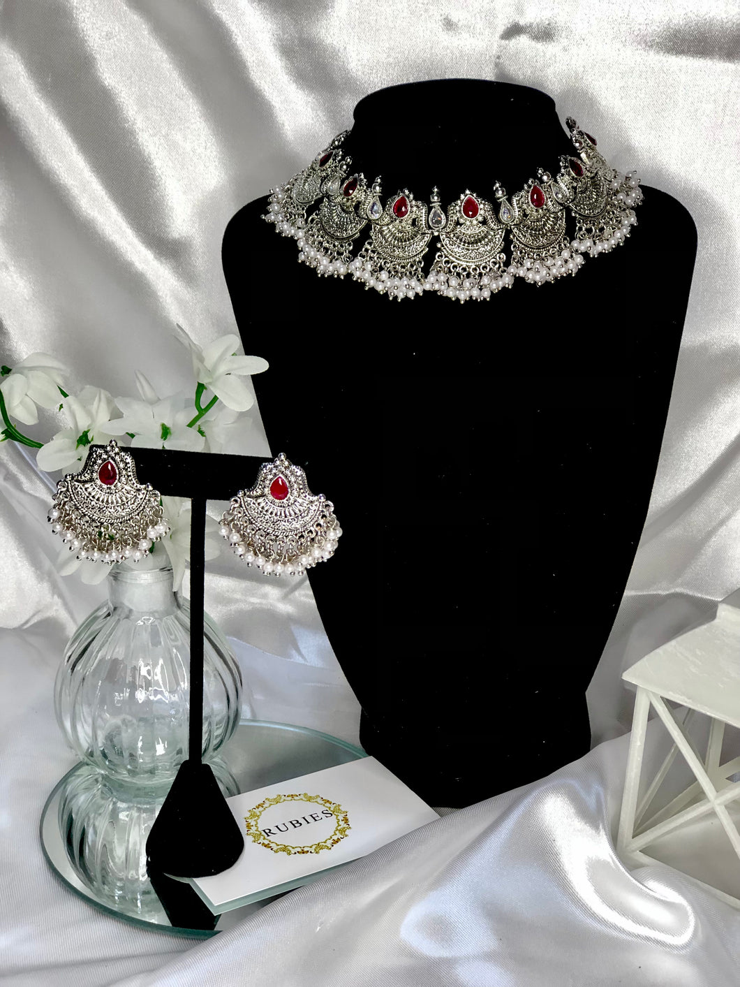 Aapti Necklace Set in Antique Silver