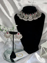 Load image into Gallery viewer, Aapti Necklace Set in Antique Silver
